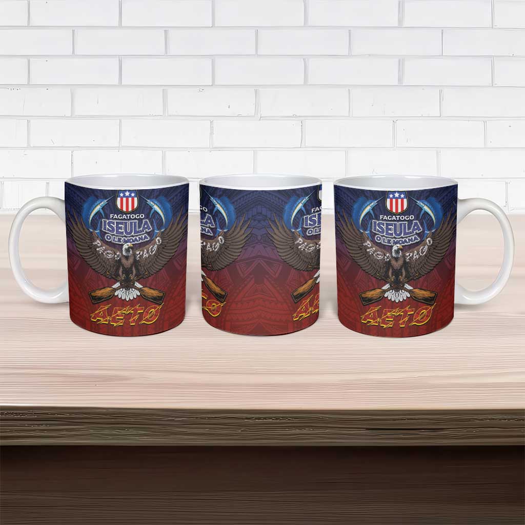 American Samoa Fautasi Ceramic Mug Pago Pago Aeto and Iseula o le Moana of Fagatogo Red-Blue LT03 - Polynesian Pride
