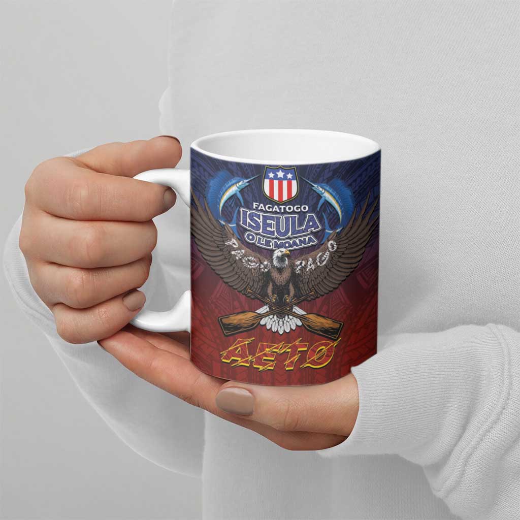 American Samoa Fautasi Ceramic Mug Pago Pago Aeto and Iseula o le Moana of Fagatogo Red-Blue LT03 - Polynesian Pride