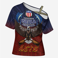 American Samoa Fautasi Cross Shoulder Shirt Pago Pago Aeto and Iseula o le Moana of Fagatogo Red-Blue LT03 Female Blue - Polynesian Pride