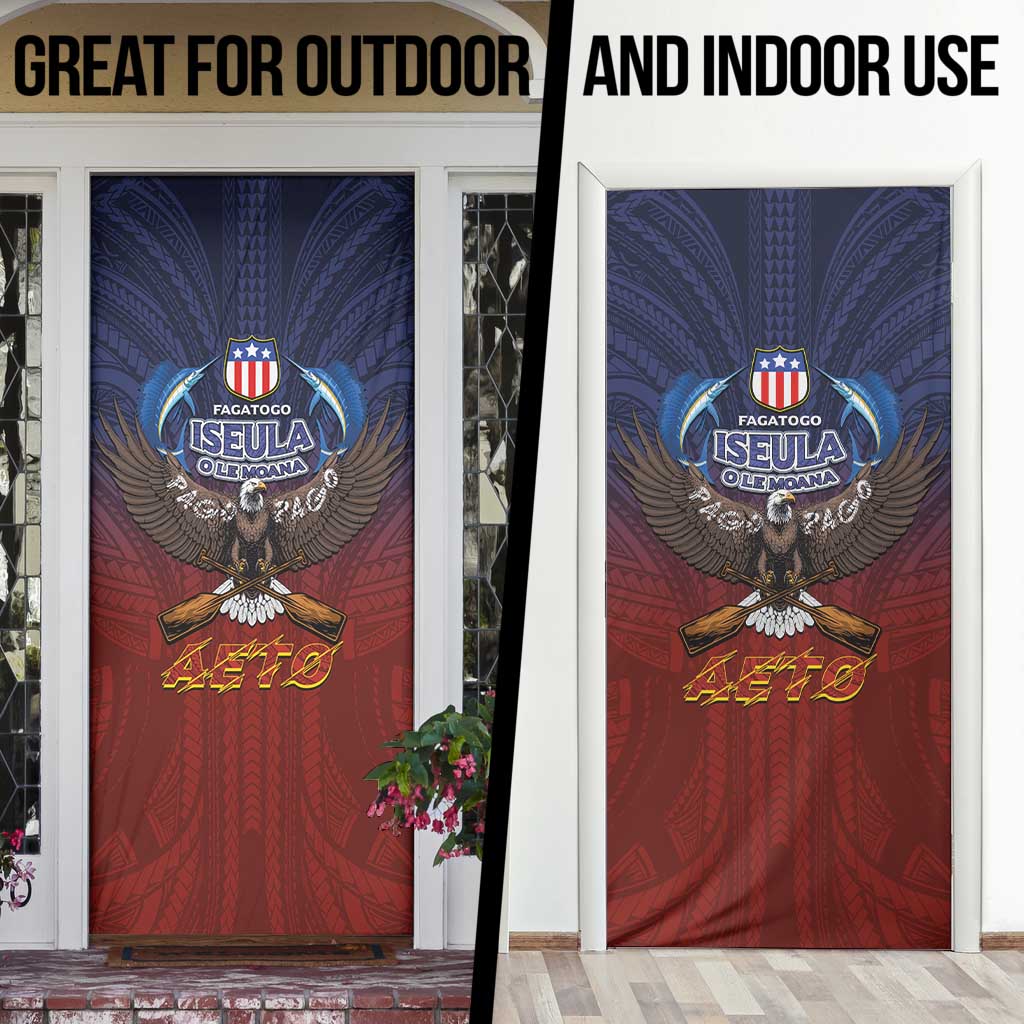 American Samoa Fautasi Door Cover Pago Pago Aeto and Iseula o le Moana of Fagatogo Red-Blue LT03 - Polynesian Pride