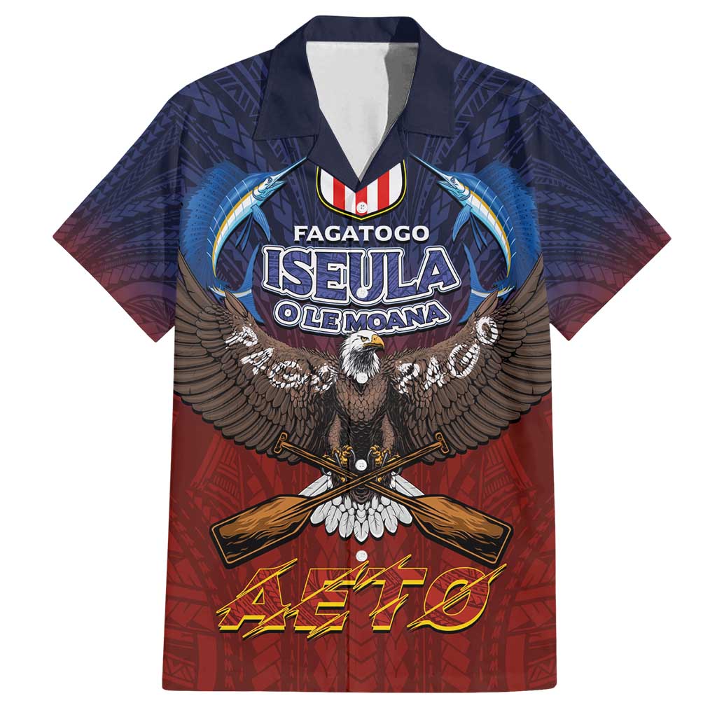 American Samoa Fautasi Family Matching Long Sleeve Bodycon Dress and Hawaiian Shirt Pago Pago Aeto and Iseula o le Moana of Fagatogo Red-Blue LT03 Dad's Shirt - Short Sleeve Blue - Polynesian Pride