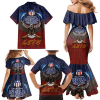 American Samoa Fautasi Family Matching Mermaid Dress and Hawaiian Shirt Pago Pago Aeto and Iseula o le Moana of Fagatogo Red-Blue LT03 - Polynesian Pride