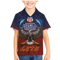 American Samoa Fautasi Family Matching Mermaid Dress and Hawaiian Shirt Pago Pago Aeto and Iseula o le Moana of Fagatogo Red-Blue LT03 Son's Shirt Blue - Polynesian Pride