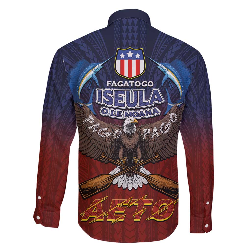American Samoa Fautasi Family Matching Puletasi and Hawaiian Shirt Pago Pago Aeto and Iseula o le Moana of Fagatogo Red-Blue LT03 - Polynesian Pride