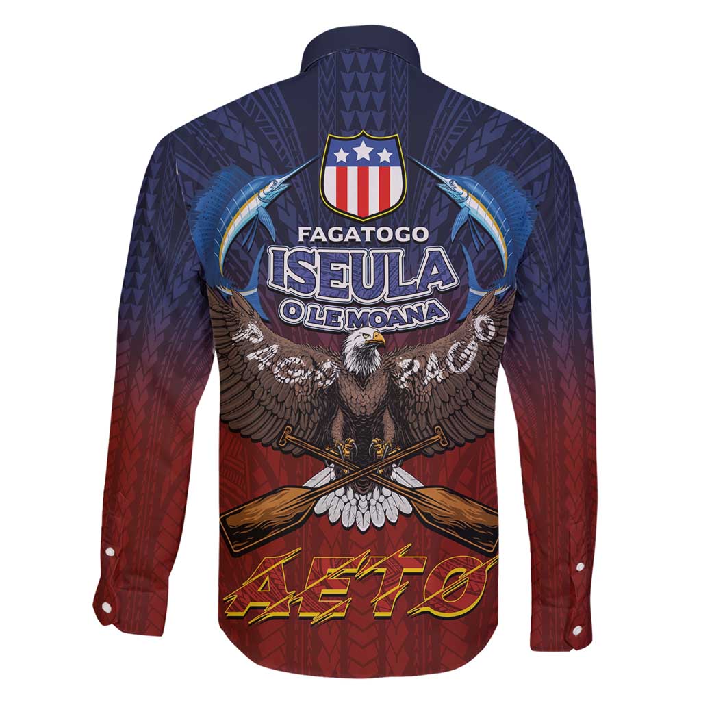 American Samoa Fautasi Family Matching Short Sleeve Bodycon Dress and Hawaiian Shirt Pago Pago Aeto and Iseula o le Moana of Fagatogo Red-Blue LT03 - Polynesian Pride