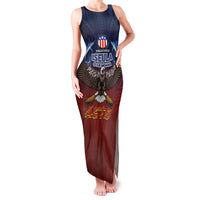 American Samoa Fautasi Family Matching Tank Maxi Dress and Hawaiian Shirt Pago Pago Aeto and Iseula o le Moana of Fagatogo Red-Blue LT03 Mom's Dress Blue - Polynesian Pride