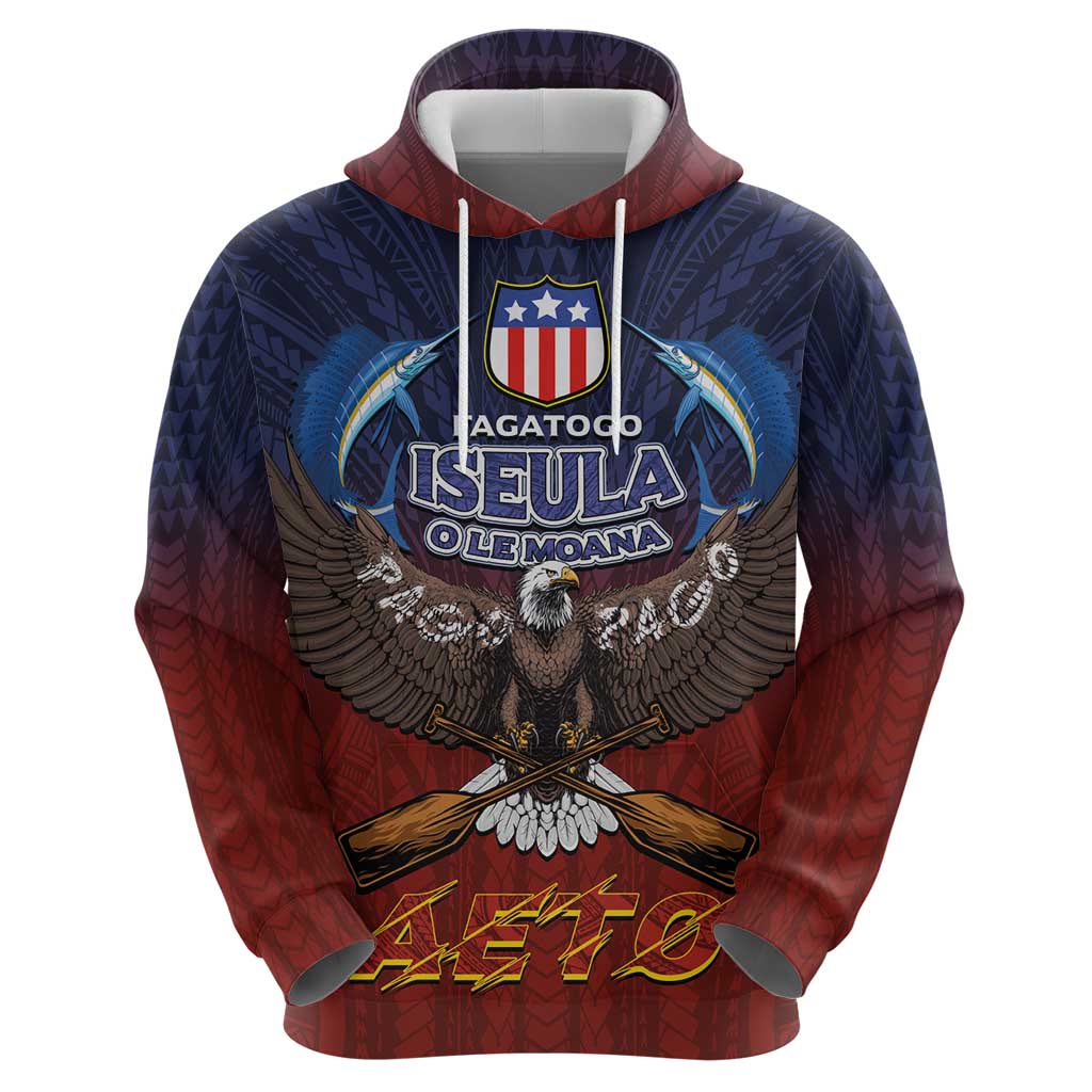 American Samoa Fautasi Hoodie Pago Pago Aeto and Iseula o le Moana of Fagatogo Red-Blue LT03 - Polynesian Pride