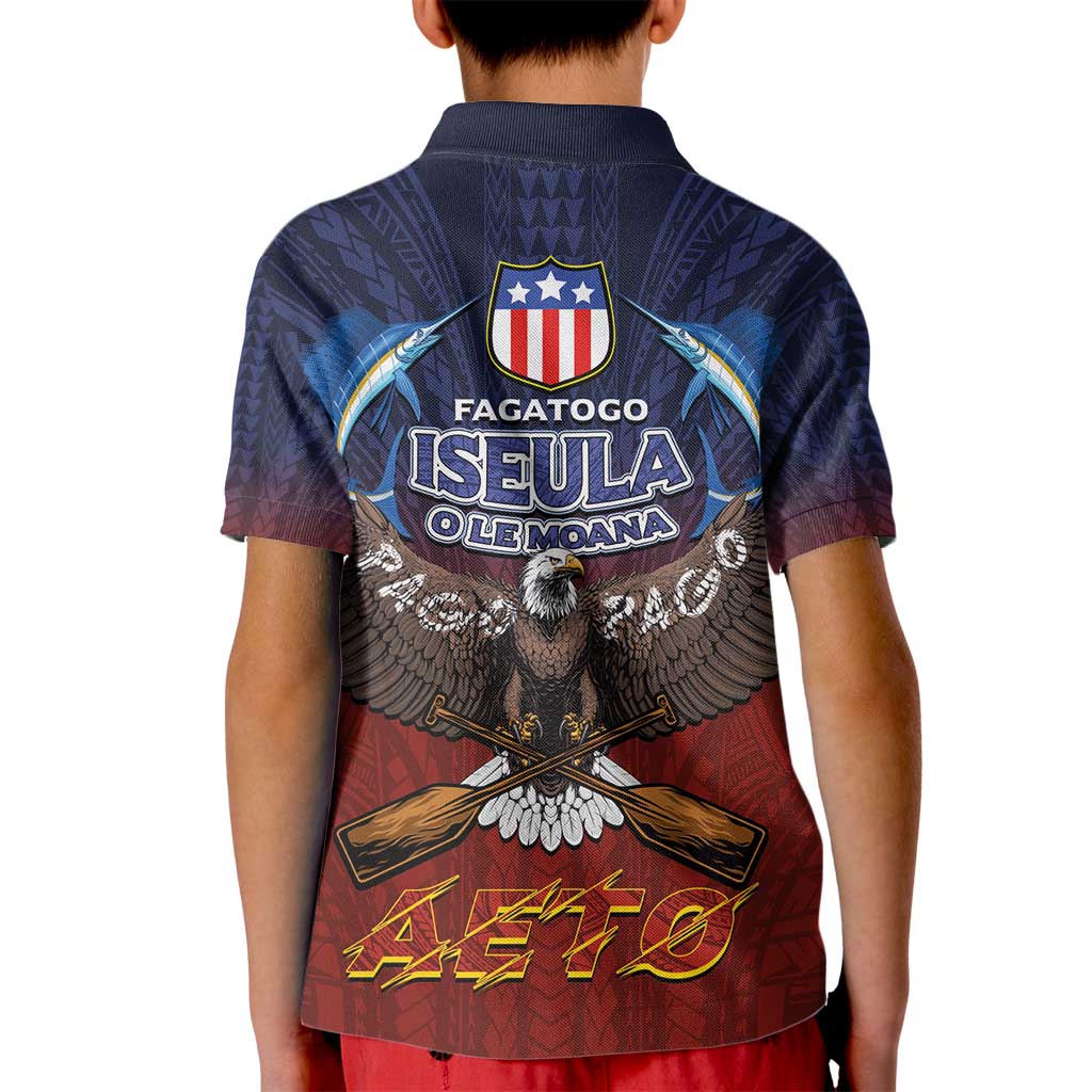 American Samoa Fautasi Kid Polo Shirt Pago Pago Aeto and Iseula o le Moana of Fagatogo Red-Blue LT03 - Polynesian Pride