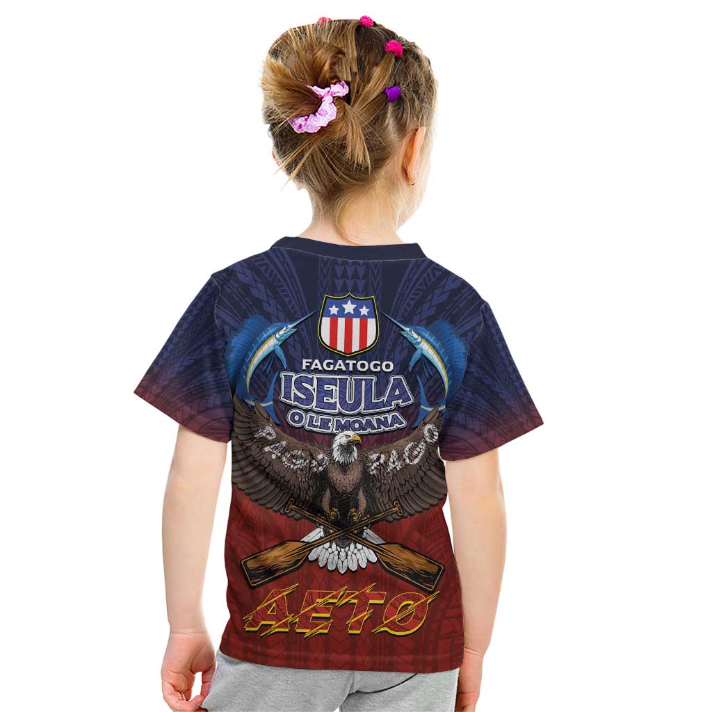 American Samoa Fautasi Kid T Shirt Pago Pago Aeto and Iseula o le Moana of Fagatogo Red-Blue LT03 - Polynesian Pride