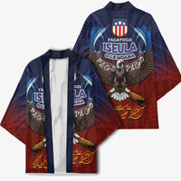 American Samoa Fautasi Kimono Pago Pago Aeto and Iseula o le Moana of Fagatogo Red-Blue LT03 - Polynesian Pride