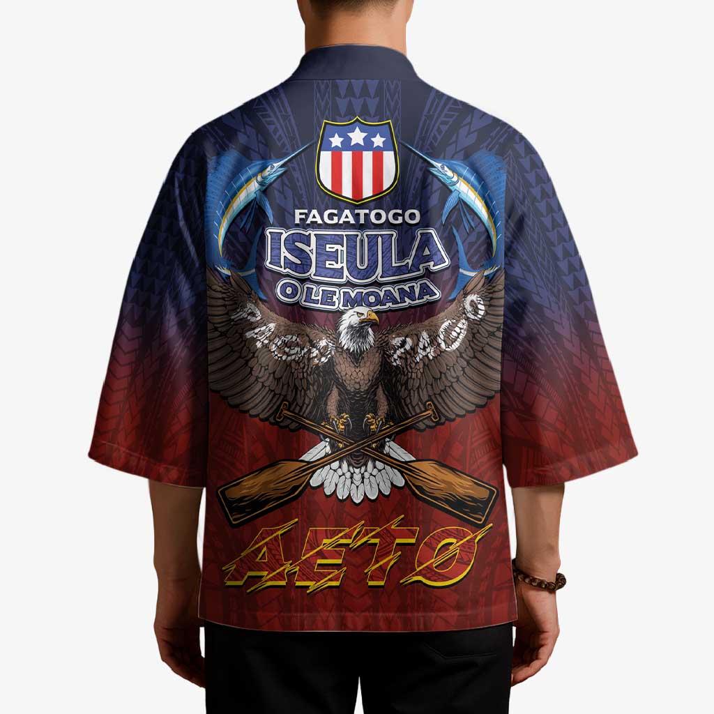 American Samoa Fautasi Kimono Pago Pago Aeto and Iseula o le Moana of Fagatogo Red-Blue LT03 - Polynesian Pride