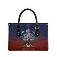 American Samoa Fautasi Leather Bag Pago Pago Aeto and Iseula o le Moana of Fagatogo Red-Blue LT03 - Polynesian Pride