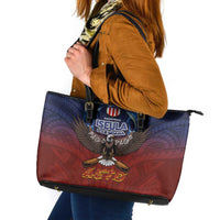American Samoa Fautasi Leather Tote Bag Pago Pago Aeto and Iseula o le Moana of Fagatogo Red-Blue LT03 Blue - Polynesian Pride