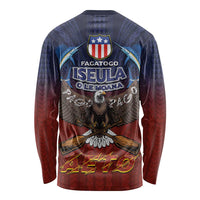 American Samoa Fautasi Long Sleeve Shirt Pago Pago Aeto and Iseula o le Moana of Fagatogo Red-Blue LT03 - Polynesian Pride