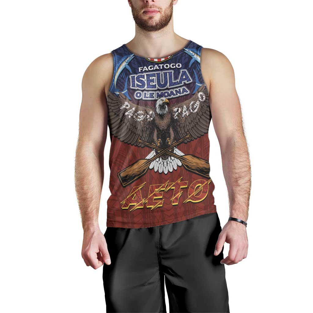 American Samoa Fautasi Men Tank Top Pago Pago Aeto and Iseula o le Moana of Fagatogo Red-Blue LT03 - Polynesian Pride