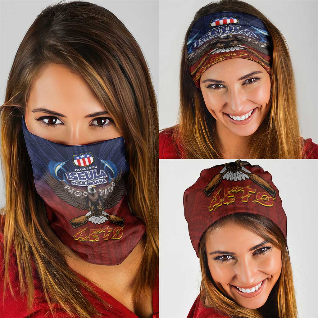 American Samoa Fautasi Neck Gaiter Pago Pago Aeto and Iseula o le Moana of Fagatogo Red-Blue LT03 - Polynesian Pride