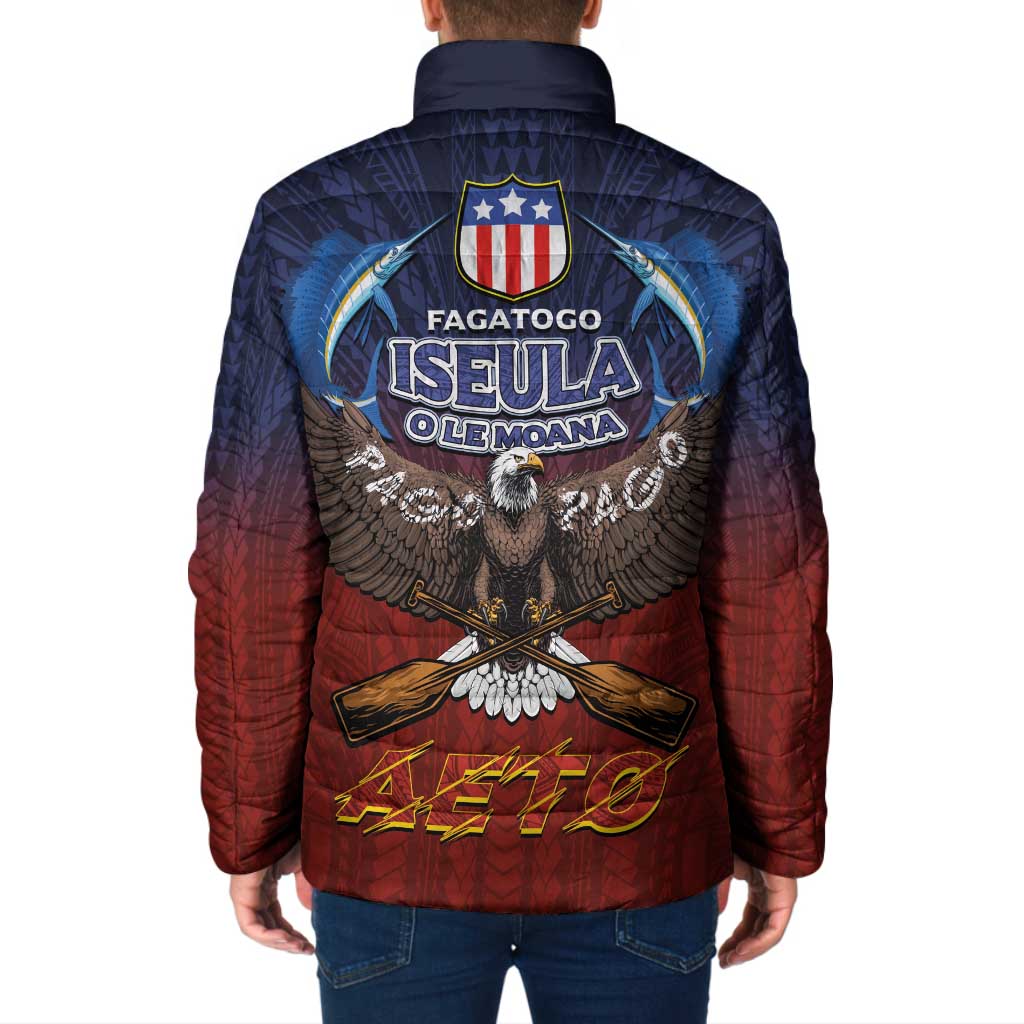 American Samoa Fautasi Padded Jacket Pago Pago Aeto and Iseula o le Moana of Fagatogo Red-Blue LT03 - Polynesian Pride