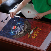 American Samoa Fautasi Puzzle Pago Pago Aeto and Iseula o le Moana of Fagatogo Red-Blue LT03 - Polynesian Pride
