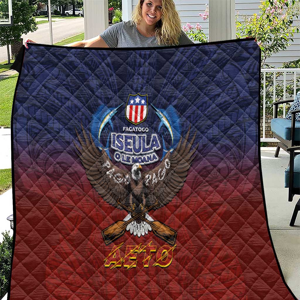 American Samoa Fautasi Quilt Pago Pago Aeto and Iseula o le Moana of Fagatogo Red-Blue - Polynesian Pride
