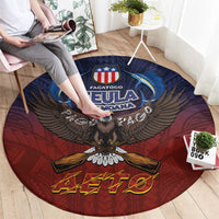 American Samoa Fautasi Round Carpet Pago Pago Aeto and Iseula o le Moana of Fagatogo Red-Blue LT03 - Polynesian Pride