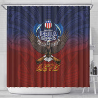 American Samoa Fautasi Shower Curtain Pago Pago Aeto and Iseula o le Moana of Fagatogo Red-Blue LT03 - Polynesian Pride