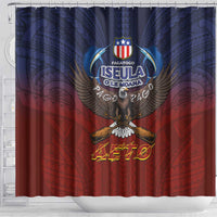 American Samoa Fautasi Shower Curtain Pago Pago Aeto and Iseula o le Moana of Fagatogo Red-Blue LT03 - Polynesian Pride