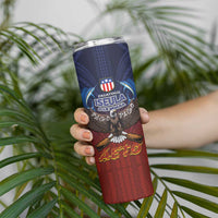 American Samoa Fautasi Skinny Tumbler Pago Pago Aeto and Iseula o le Moana of Fagatogo Red-Blue LT03 - Polynesian Pride