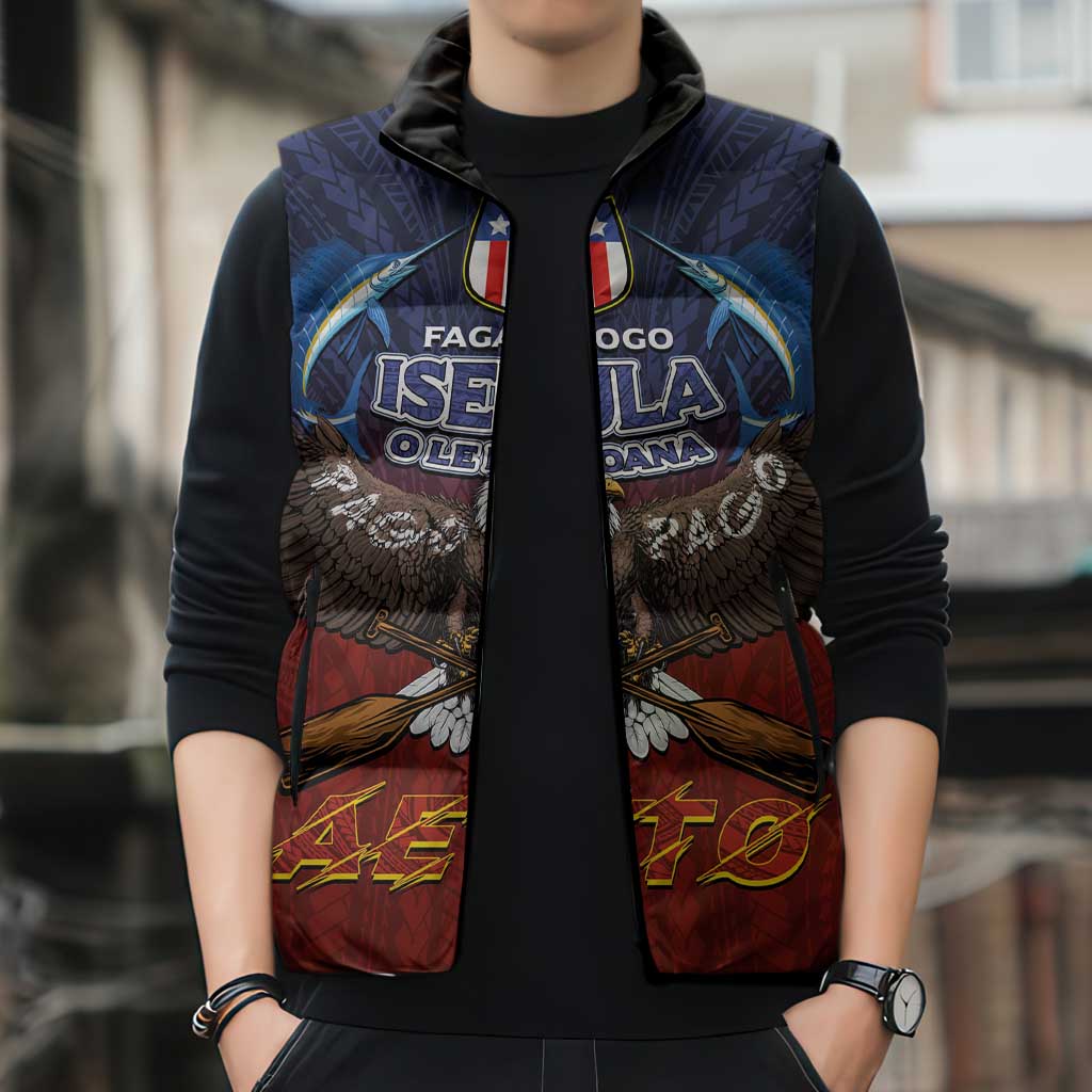 American Samoa Fautasi Sleeveless Puffer Jacket Pago Pago Aeto and Iseula o le Moana of Fagatogo Red-Blue LT03 - Polynesian Pride
