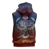 American Samoa Fautasi Sleeveless Zip Hoodie Pago Pago Aeto and Iseula o le Moana of Fagatogo Red-Blue LT03 - Polynesian Pride