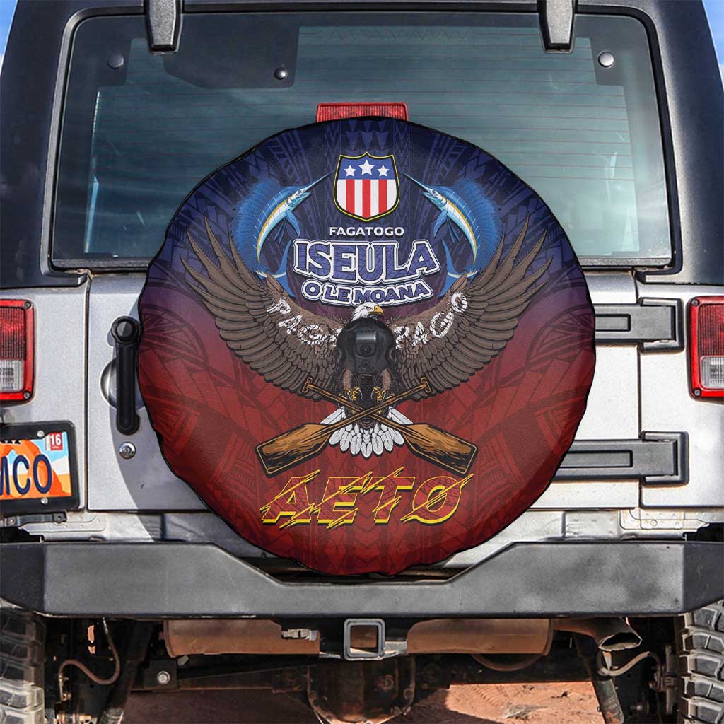 American Samoa Fautasi Spare Tire Cover Pago Pago Aeto and Iseula o le Moana of Fagatogo Red-Blue - Polynesian Pride