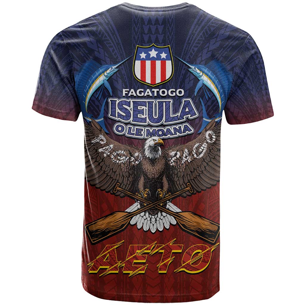 American Samoa Fautasi T Shirt Pago Pago Aeto and Iseula o le Moana of Fagatogo Red-Blue LT03 - Polynesian Pride