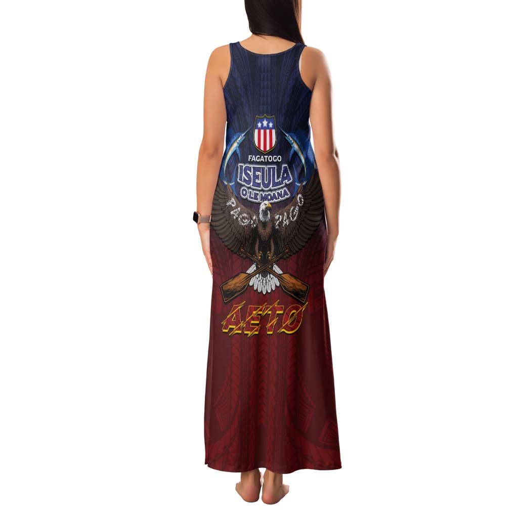 American Samoa Fautasi Tank Maxi Dress Pago Pago Aeto and Iseula o le Moana of Fagatogo Red-Blue LT03 - Polynesian Pride