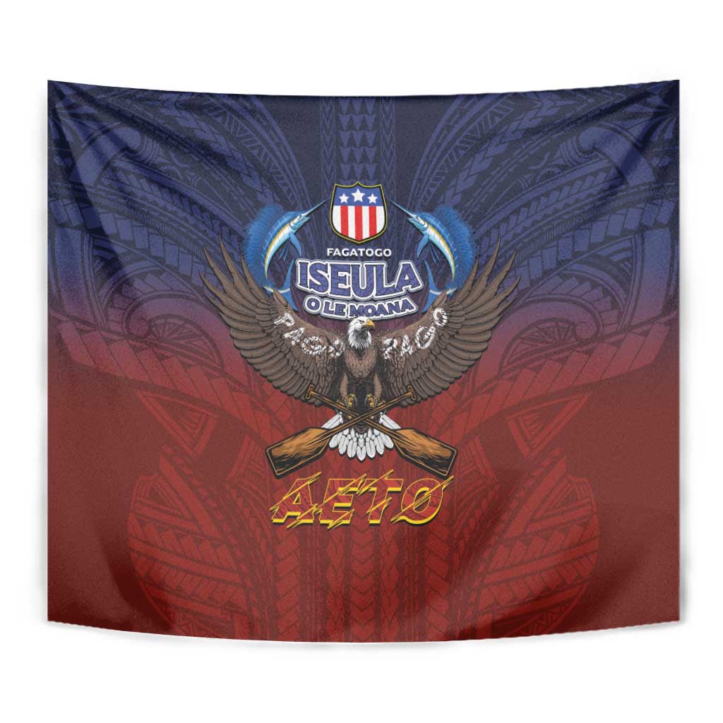American Samoa Fautasi Tapestry Pago Pago Aeto and Iseula o le Moana of Fagatogo Red-Blue LT03 - Polynesian Pride
