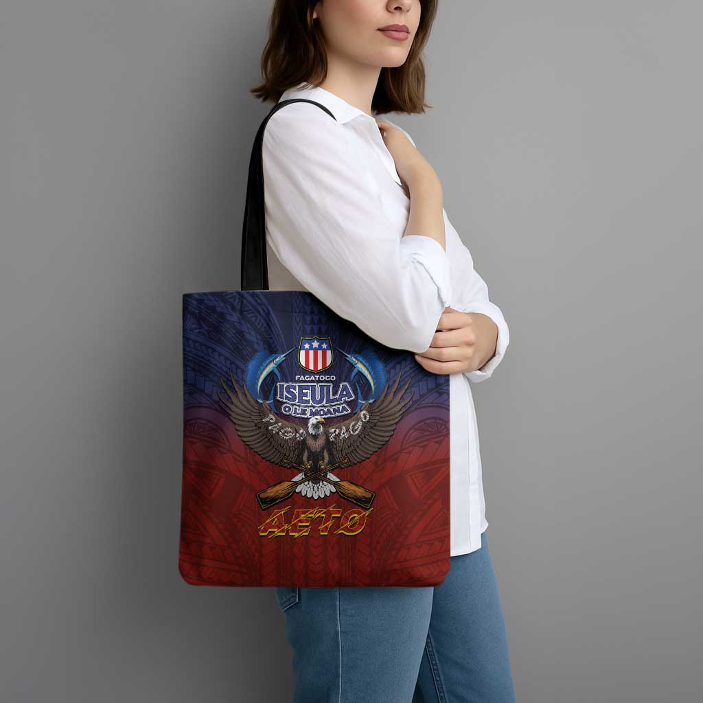 American Samoa Fautasi Tote Bag Pago Pago Aeto and Iseula o le Moana of Fagatogo Red-Blue LT03 - Polynesian Pride