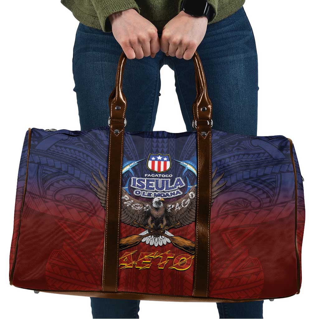 American Samoa Fautasi Travel Bag Pago Pago Aeto and Iseula o le Moana of Fagatogo Red-Blue LT03 Blue - Polynesian Pride