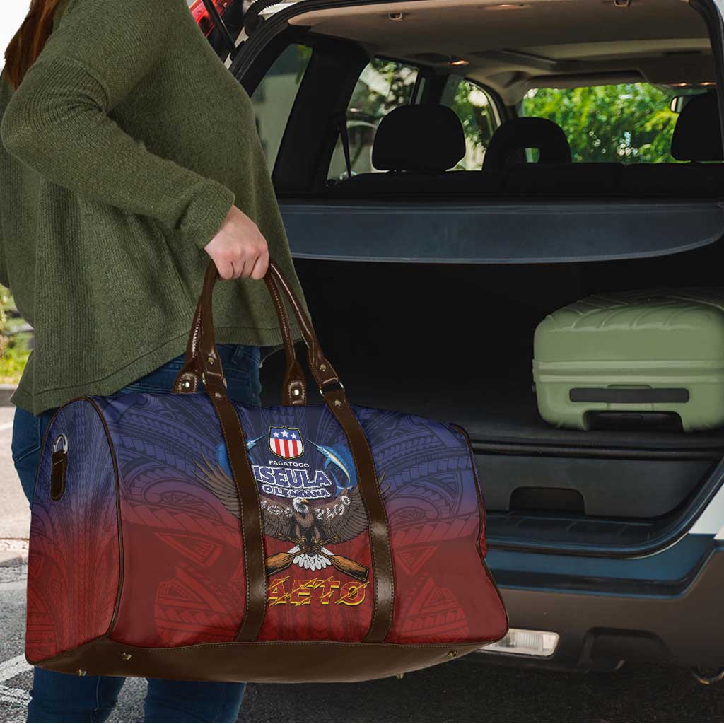 American Samoa Fautasi Travel Bag Pago Pago Aeto and Iseula o le Moana of Fagatogo Red-Blue LT03 - Polynesian Pride