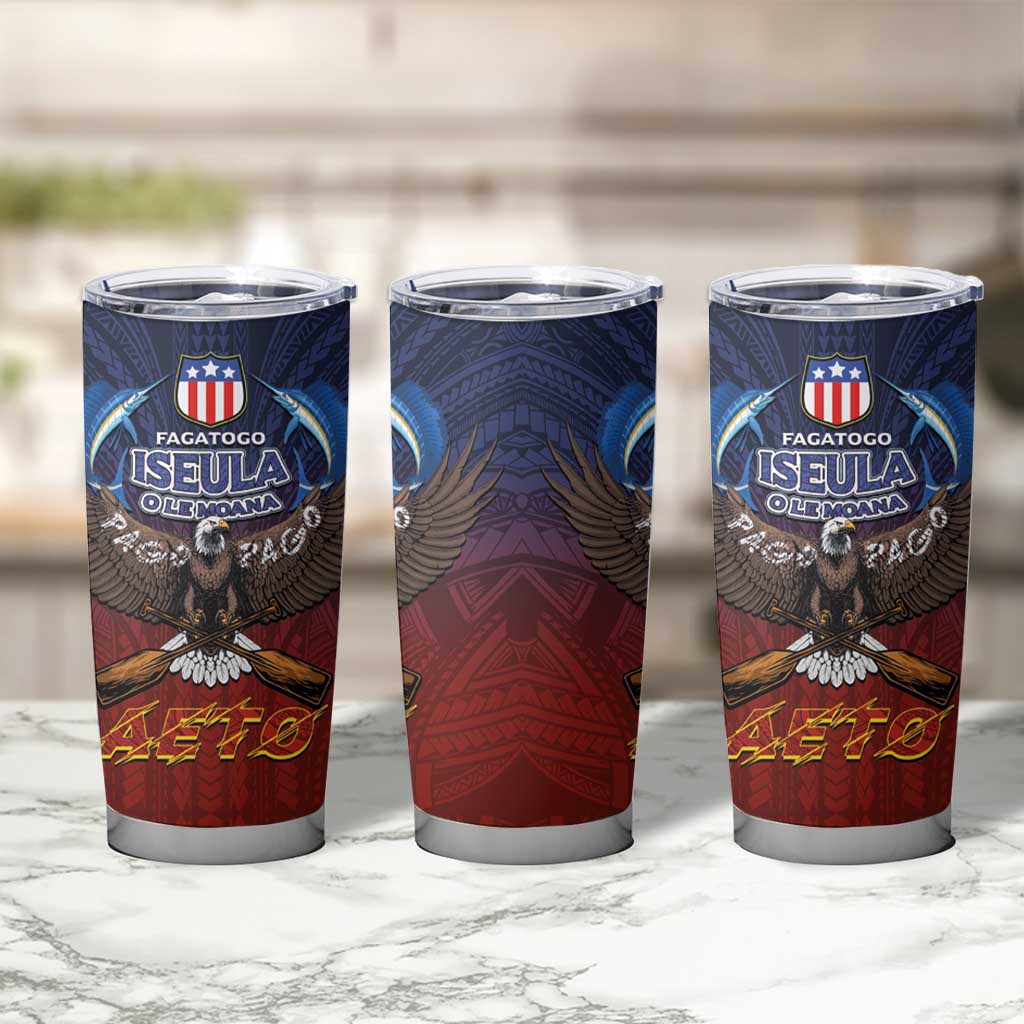 American Samoa Fautasi Tumbler Cup Pago Pago Aeto and Iseula o le Moana of Fagatogo Red-Blue LT03 - Polynesian Pride