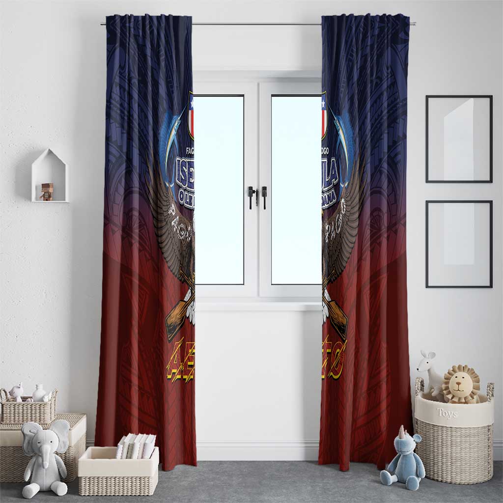 American Samoa Fautasi Window Curtain Pago Pago Aeto and Iseula o le Moana of Fagatogo Red-Blue LT03 - Polynesian Pride