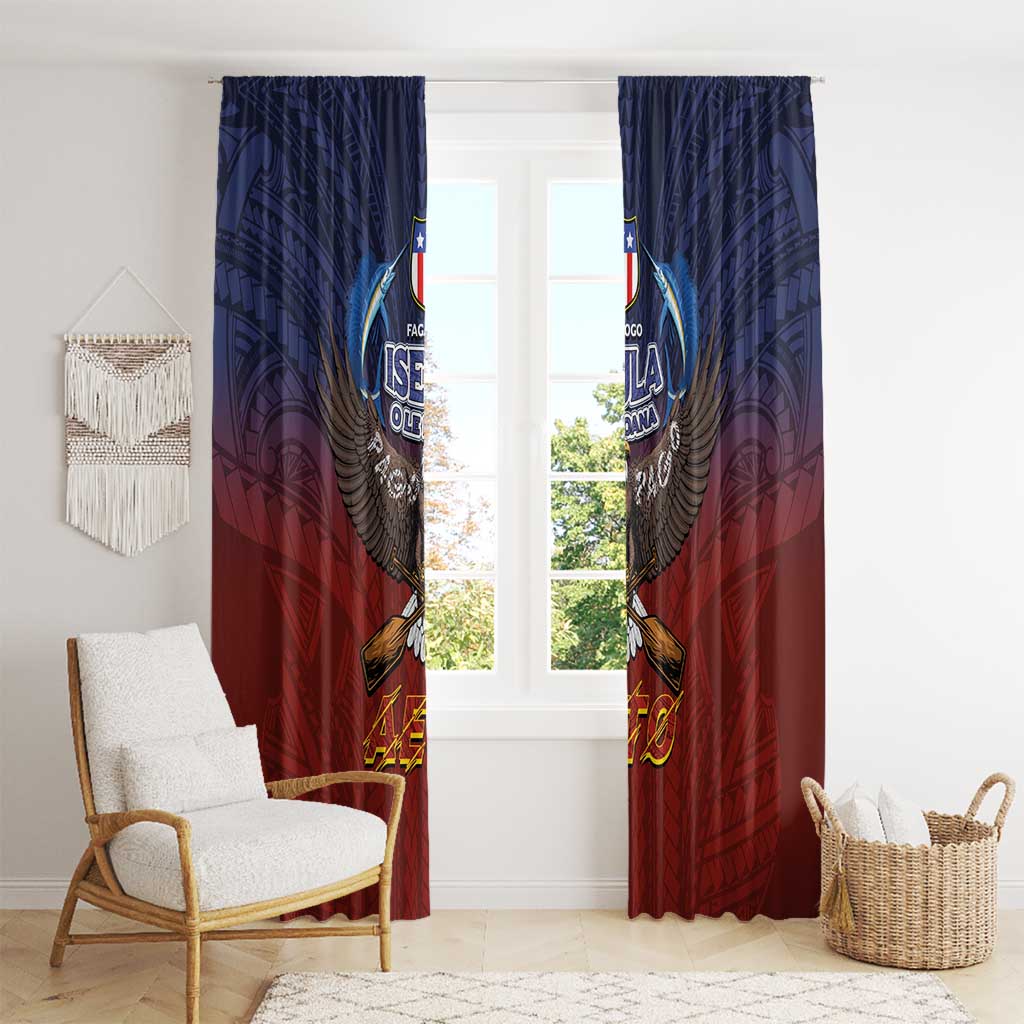 American Samoa Fautasi Window Curtain Pago Pago Aeto and Iseula o le Moana of Fagatogo Red-Blue LT03 - Polynesian Pride