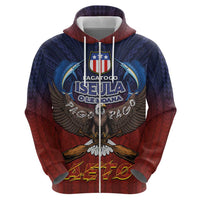 American Samoa Fautasi Zip Hoodie Pago Pago Aeto and Iseula o le Moana of Fagatogo Red-Blue LT03 - Polynesian Pride