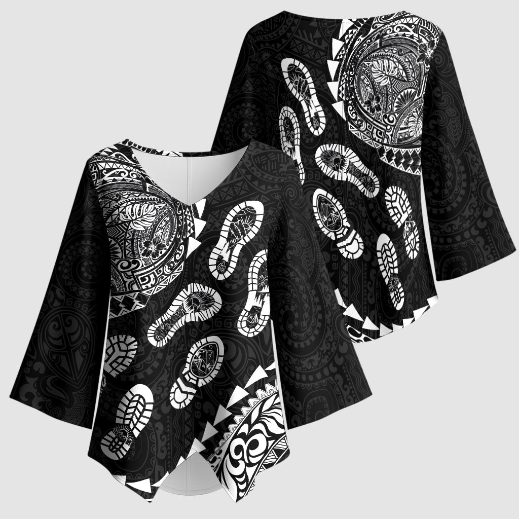 Hawaii Running Kimono Sleeve Blouse Polynesian Tribal Tattoo
