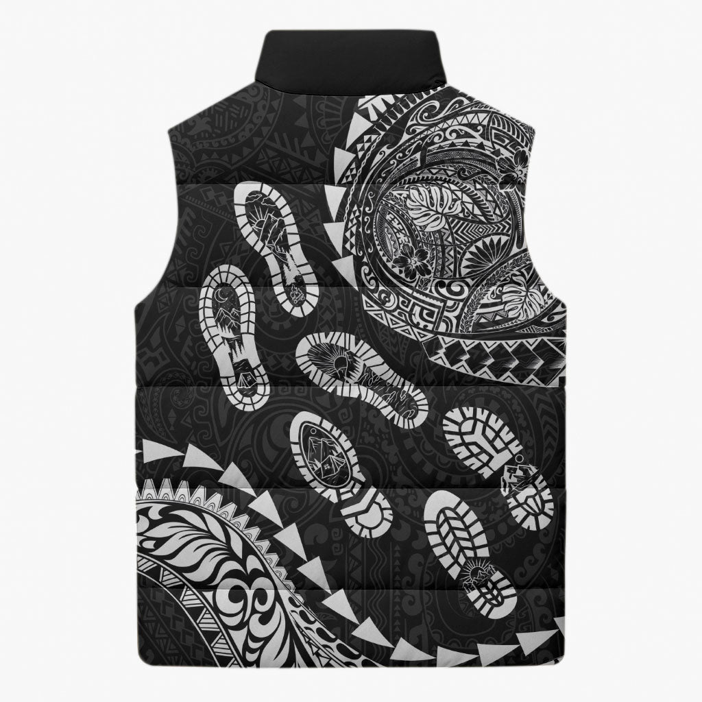 Hawaii Running Sleeveless Puffer Jacket Polynesian Tribal Tattoo