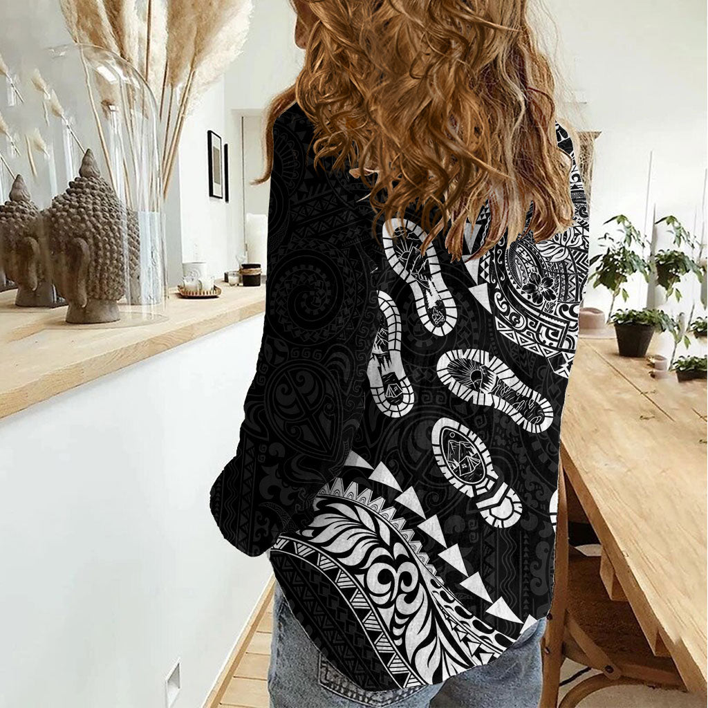 Hawaii Running Women Casual Shirt Polynesian Tribal Tattoo