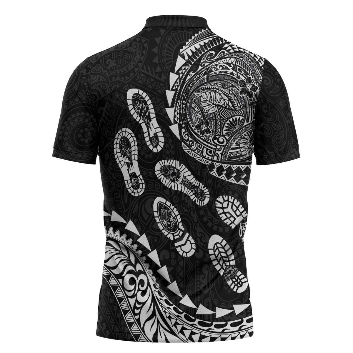Hawaii Running Zipper Polo Shirt Polynesian Tribal Tattoo
