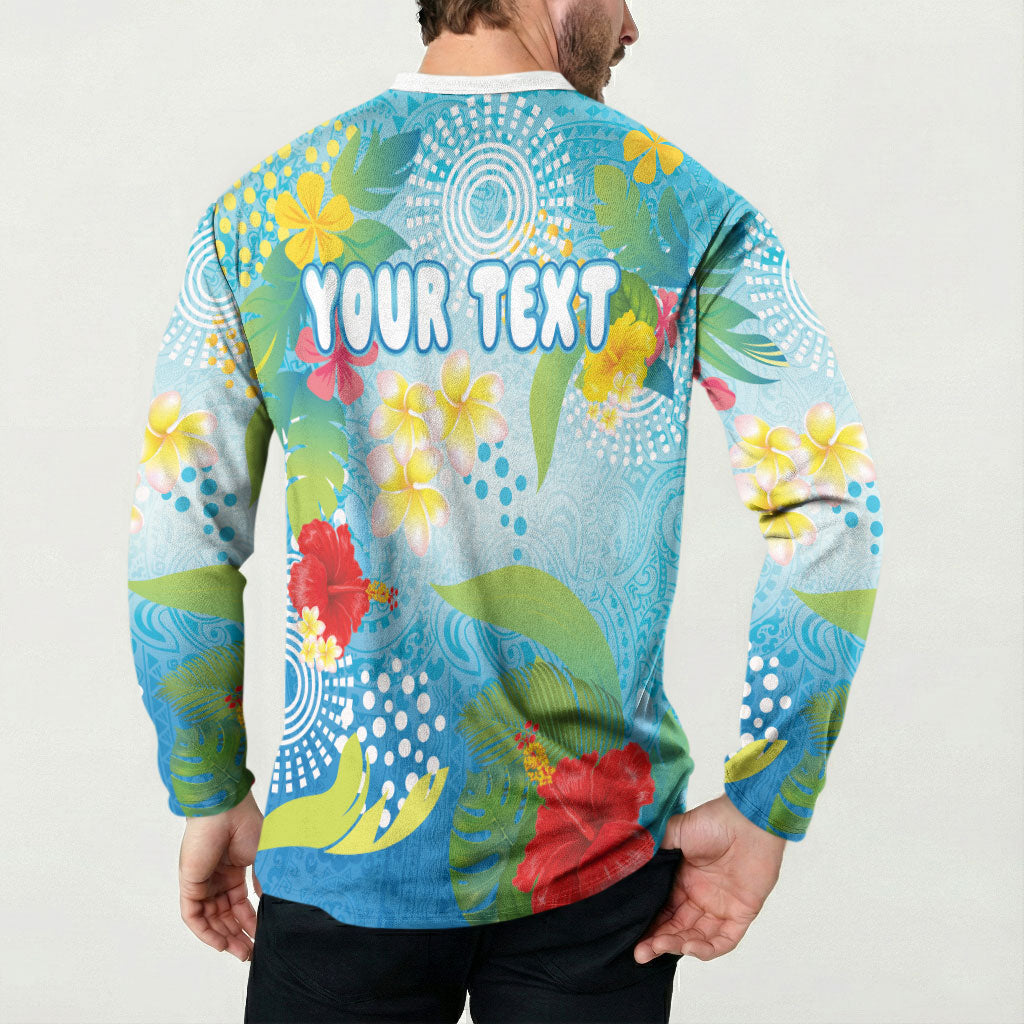 Personalized Hawaii Marathon Button Sweatshirt Polynesian Motif Tropical Style