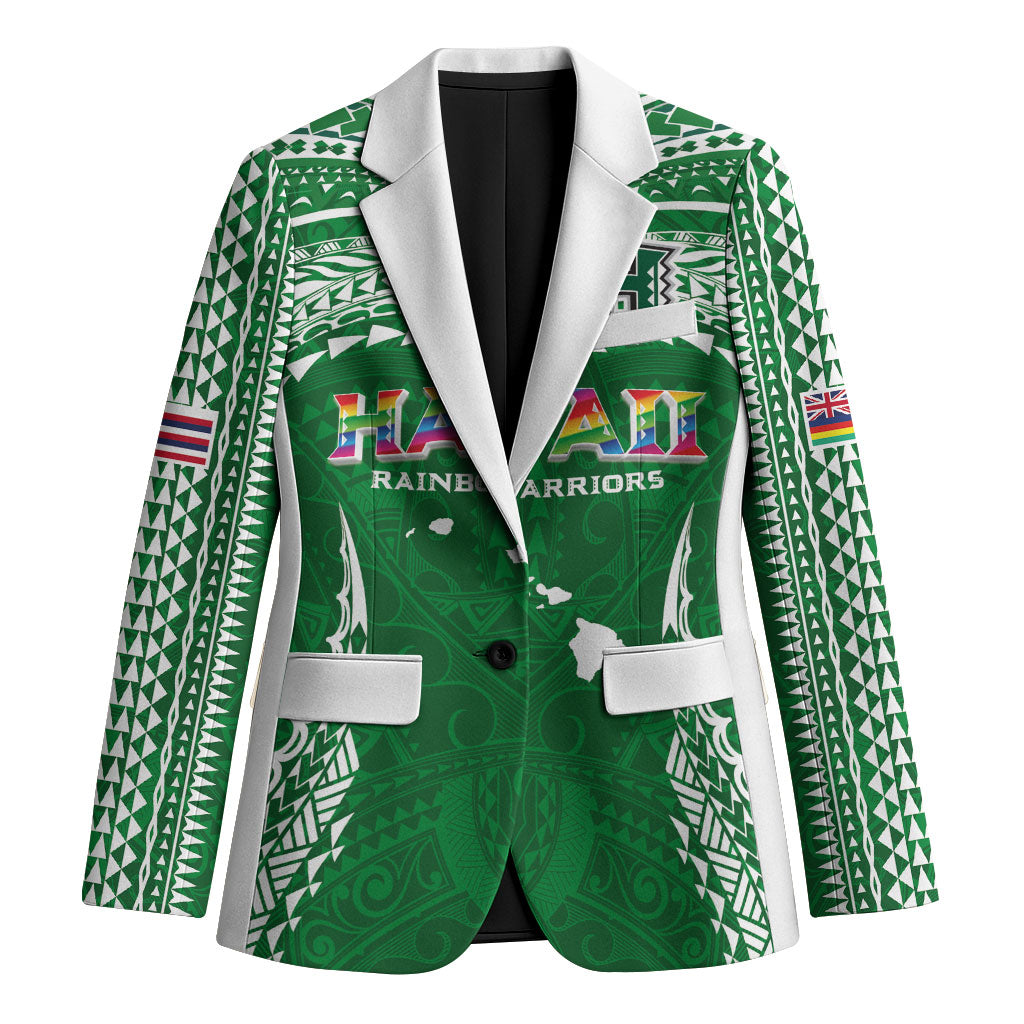 Custom Hawaii Rainbow Warriors Blazer Polynesian Motif Green Color