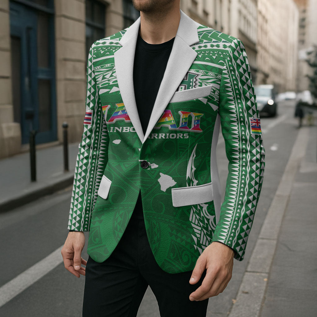 Custom Hawaii Rainbow Warriors Blazer Polynesian Motif Green Color
