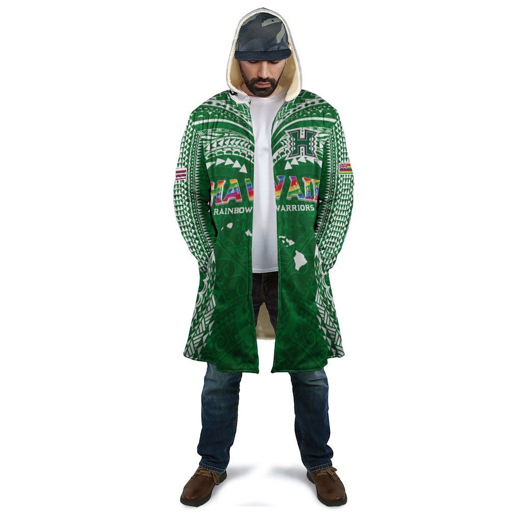Custom Hawaii Rainbow Warriors Cloak Polynesian Motif Green Color