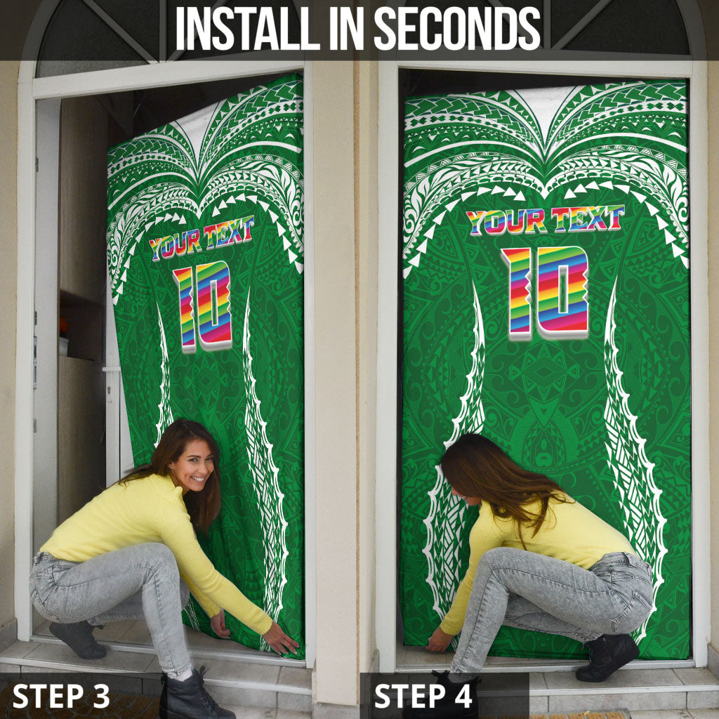 Custom Hawaii Rainbow Warriors Door Cover Polynesian Motif Green Color