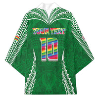 Custom Hawaii Rainbow Warriors Kimono Polynesian Motif Green Color